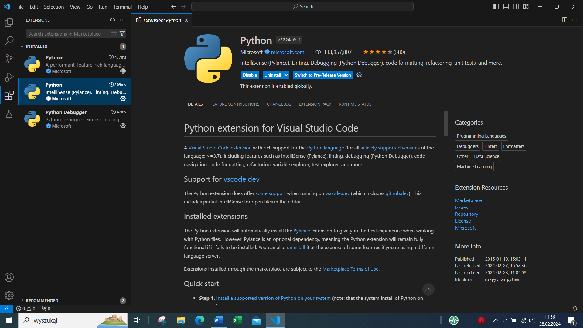 cara install extensions python di visual studio code... Instrukcja instalacji Python